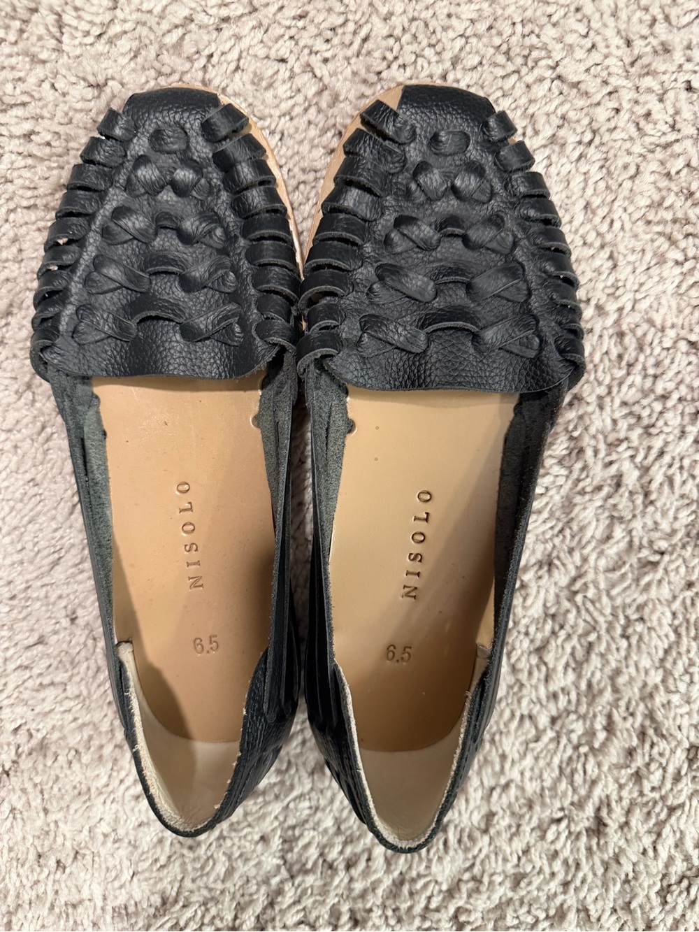 Nisolo Black Woven Leather Flats